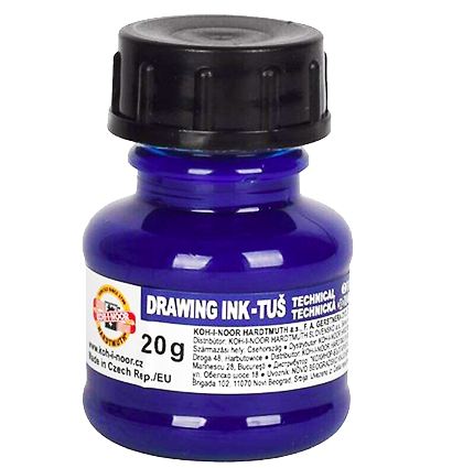 Тушь акриловая плакатная Koh-I-Noor Drawing Ink синяя во флаконе 20 мл