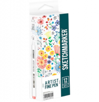 Набор 12 линеров капиллярных Sketchmarker Artist Pen "Базовый 1"