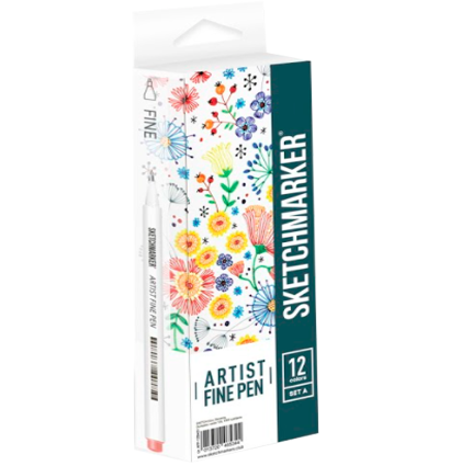 Капиллярные линеры Sketchmarker набор 12 цветов Базовый 1