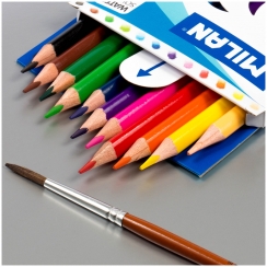 Карандаши акварельные Milan Watersoluble 12 цветов трехгранные + кисть