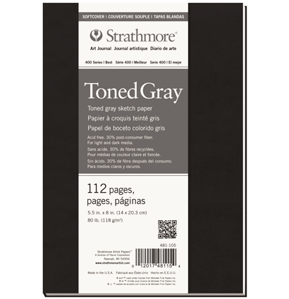 Скетчбук Strathmore Art Journal Gray с серой бумагой 14 х 20.3 см / 56 листов / 118 гм