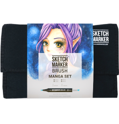 Набор 24 маркера Sketchmarker Brush Pro "Манга" в пенале