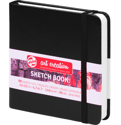 Скетчбук черный квадратный Art Creation Sketchbook Royal Talens с резинкой 12х12 см / 80 листов / 140 гм
