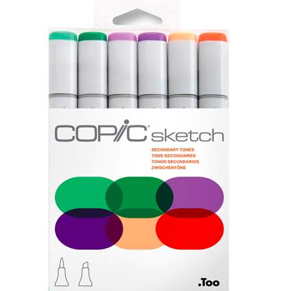 Copic Sketch 6 Secondary Tones набор маркеров с кистью для рисования скетчей