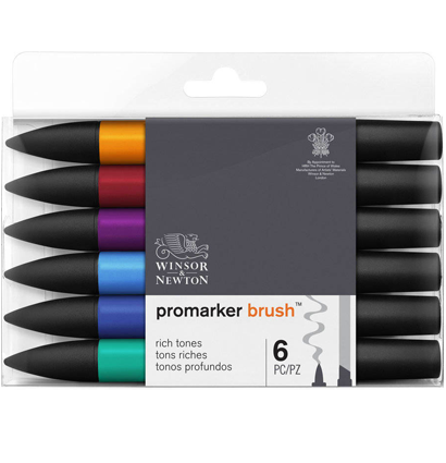 Набор маркеров Promarker Brush Winsor & Newton 6 штук насыщенные тона