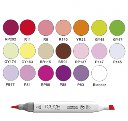 Набор маркеров Touch Brush для онлайн-курса Жени Липатовой «Скетч.Ботаника» 20 цветов