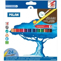 Карандаши акварельные Milan Watersoluble 24 цвета трехгранные + кисть