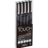Набор серых линеров Touch Liner Cool Gray разной толщины + брашпен // 5 штук  купить в художественном магазине товаров для скетчинга Проскетчинг с доставкой по РФ и СНГ
