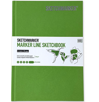 Скетчбук Sketchmarker Marker Line для маркеров зелёный с твёрдой обложкой А5 / 44 листа / 160 гм