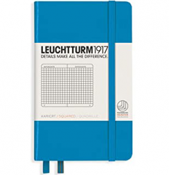 Записная книжка Leuchtturm «Pocket» A6 в клетку лазурная 187 стр.