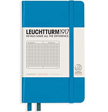 Записная книжка Leuchtturm «Pocket» A6 в клетку лазурная 187 стр.
