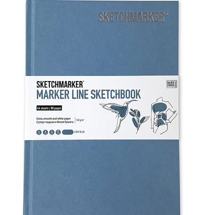 Скетчбук Sketchmarker Marker Line для маркеров голубой с твёрдой обложкой А5 / 44 листа / 160 гм