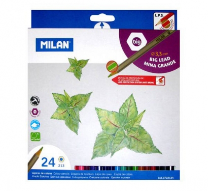 Набор цветных карандашей MILAN Big Lead 24 цвета в картонной упаковке грифель 3.5 мм