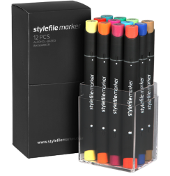 Набор маркеров для скетчей StyleFile Classic 12 Main B (основные цвета)