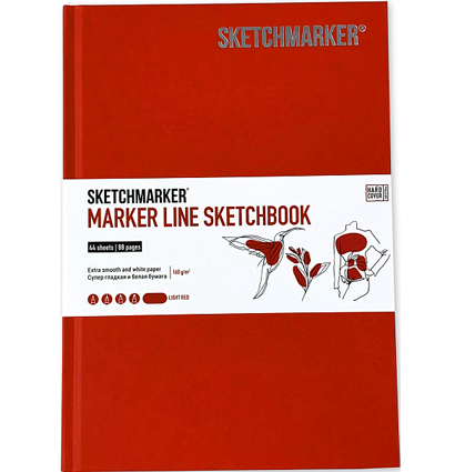Скетчбук Sketchmarker Marker Line для маркеров красный с твёрдой обложкой А5 / 44 листа / 160 гм