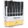 Набор набор маркеров Finecolour Brush Mini 12 серые цвета в кейсе купить в магазине маркеров Скетчинг Про с доставкой по всему миру