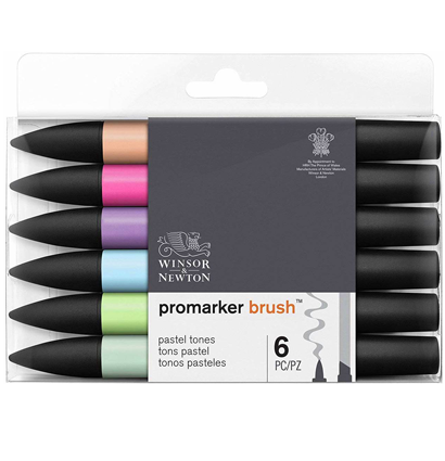 Набор маркеров Promarker Brush Winsor & Newton 6 Pastel пастельные цвета