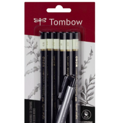 Набор карандашей Tombow Mono Drawing Pencil Set 6шт (графит) + Ластик -ручка