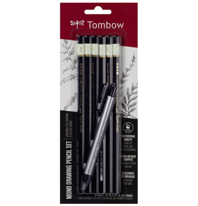 Набор карандашей Tombow Mono Drawing Pencil Set 6шт (графит) + Ластик -ручка
