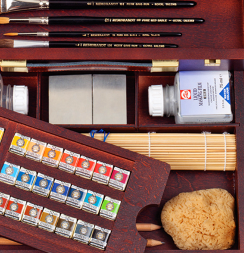 Акварель Rembrandt Water Colour Box Master Royal Talens набор 42 цвета в деревянном этюднике