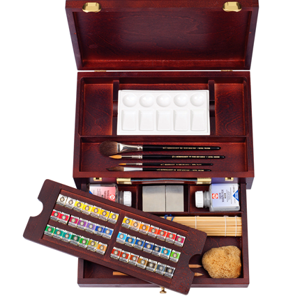 Акварель Rembrandt Water Colour Box Master Royal Talens набор 42 цвета в деревянном этюднике
