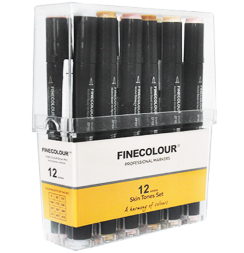 FINECOLOUR BRUSH MINI 12 маркеров "Телесные цвета" набор в кейсе