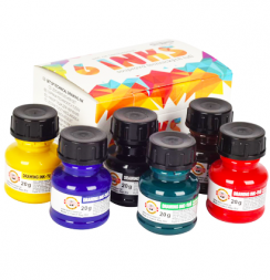 Тушь акриловая плакатная Koh-I-Noor Drawing Ink набор 6 цветов