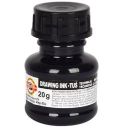 Тушь акриловая плакатная Koh-I-Noor Drawing Ink черная во флаконе 20 мл