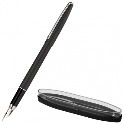 Ручка перьевая Berlingo Silk Prestige синяя 0,8 мм корпус черный/хром в футляре