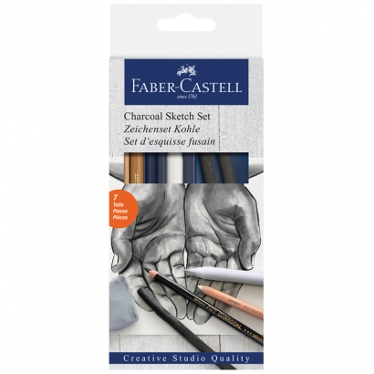 Набор угля и угольных карандашей Faber-Castell Pitt "Угольный скетч" 7 предметов