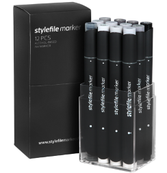 Набор маркеров для скетчей StyleFile Classic 12 Neutral Grey (нейтральные серые)