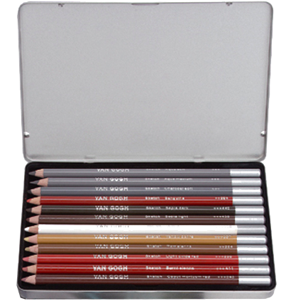 Van Gogh Royal Talens Sketch 12 набор цветных карандашей в фирменном кейсе монохром