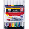 Набор перманентных маркеров Sakura Pen-Touch 6 основных цветов в пенале (перо 2 мм) купить в магазине маркеров Скетчинг ПРО с доставкой по РФ и СНГ