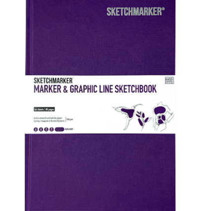 Скетчбук Sketchmarker Marker Line для маркеров фиолетовый с твёрдой обложкой А5 / 44 листа / 160 гм