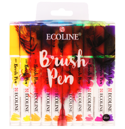 Акварельные маркеры Ecoline Brush Pen в наборе 20 цветов