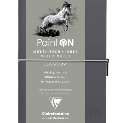 Скетчбук для смешанных техник Paint'On ClaireFontaine серая бумага А5 / 32 листа / 250 гм