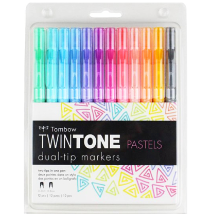 Набор маркеров-линеров Tombow Twin Tone Pastels 12, два пера (пастельные)