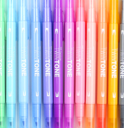Набор маркеров-линеров Tombow Twin Tone Pastels 12, два пера (пастельные)