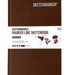 Скетчбук Sketchmarker Marker Line для маркеров тёмно-коричневый с твёрдой обложкой А5 / 44 листа / 160 гм