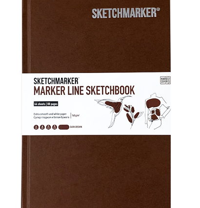 Скетчбук Sketchmarker Marker Line для маркеров тёмно-коричневый с твёрдой обложкой А5 / 44 листа / 160 гм
