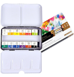 Акварель Mungyo Gallery 12 цветов в кейсе профессиональная (маленькие кюветы)