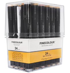 FINECOLOUR BRUSH MINI 24 маркера "Телесные цвета" набор в кейсе