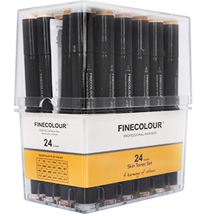 Набор маркеров для рисования Finecolour Brush Mini 24 телесные цвета в кейсе