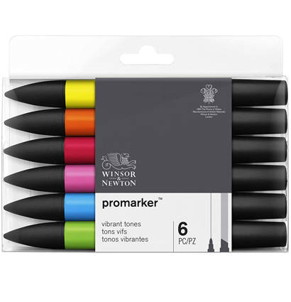 Набор маркеров Promarker 6 Vibrant Tones Winsor & Newton основные цвета