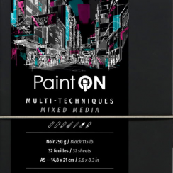 Скетчбук для смешанных техник Paint'On ClaireFontaine черная бумага А5 / 32 листа / 250 гм