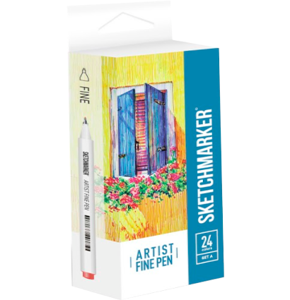 Набор 24 линера капиллярных Sketchmarker Artist Pen "Базовый 1"