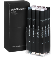 Набор маркеров для скетчей StyleFile Classic 12 Warm Grey (теплые серые)