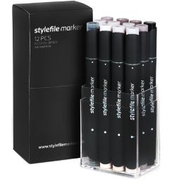 Набор маркеров для скетчей StyleFile Classic 12 Warm Grey (теплые серые)