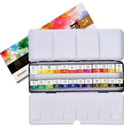 Акварель Mungyo Gallery 24 цвета в кейсе профессиональная (маленькие кюветы)