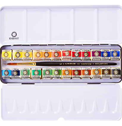 Акварель Rembrandt Water Colour Box Royal Talens набор 24 цвета в кейсе с кистью